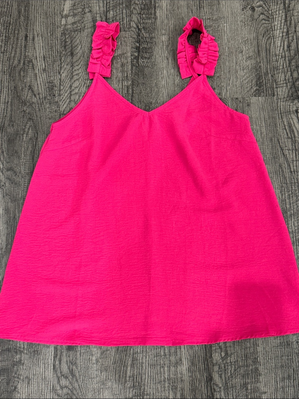 Women’s Hot Pink Ruffle Strap Tank Top